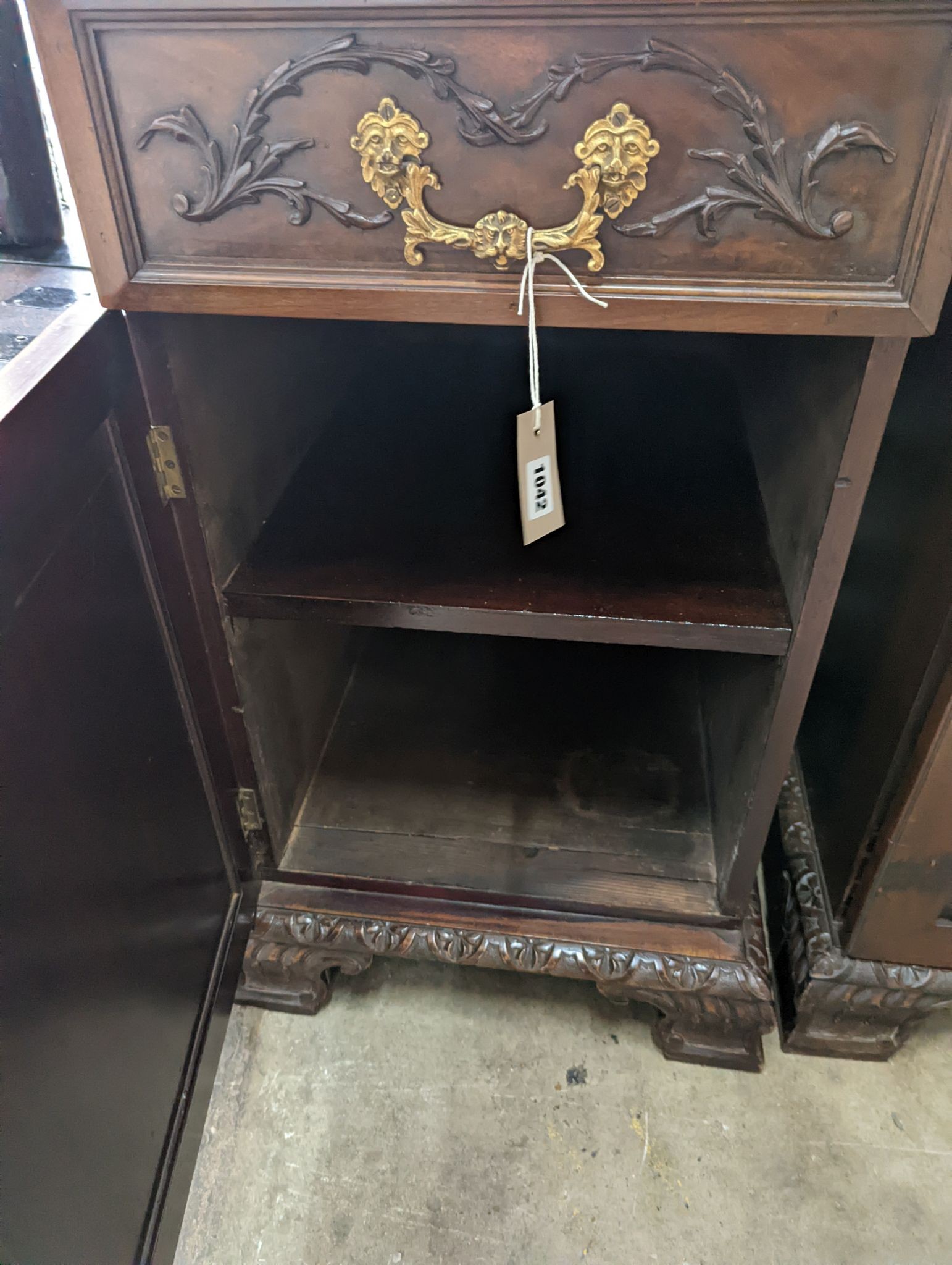 A pair of Chippendale revival mahogany pedestal cabinets, width 47cm, depth 57cm, height 92cm